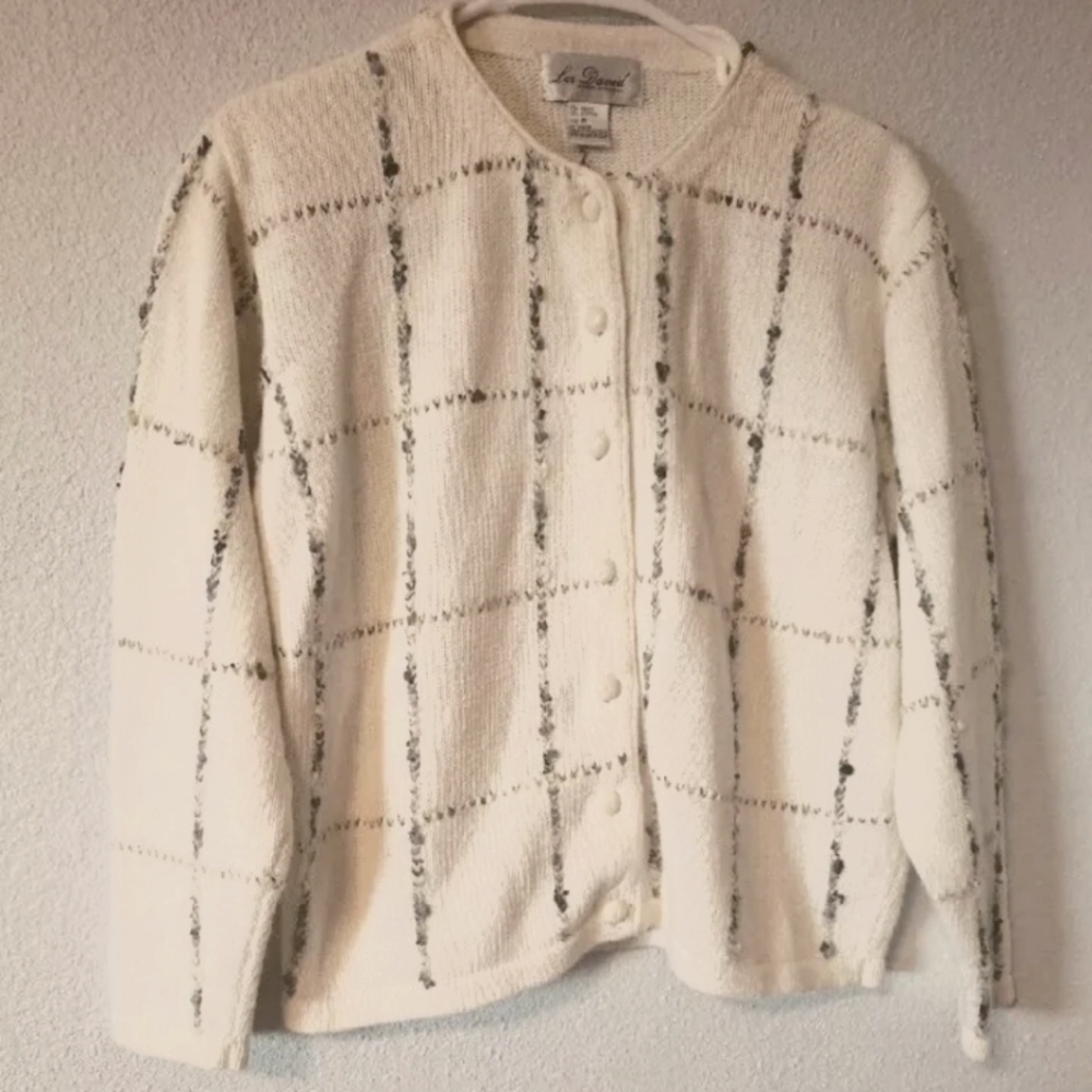 Vintage Lee David Collection Women Medium Cream Vintage Sweater Sz M